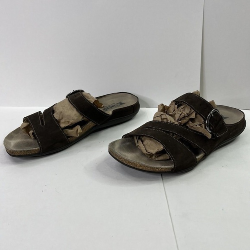 Mephisto Women Brown Leather Air Relax Ortho Comfort Strap Cork Sandel-41/9.5-26